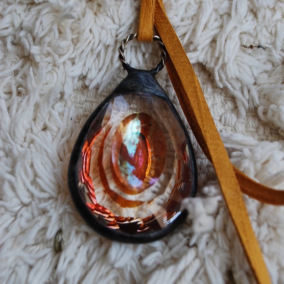 Handmade pyrite chain crystal necklace boho - Picture 2 of 3